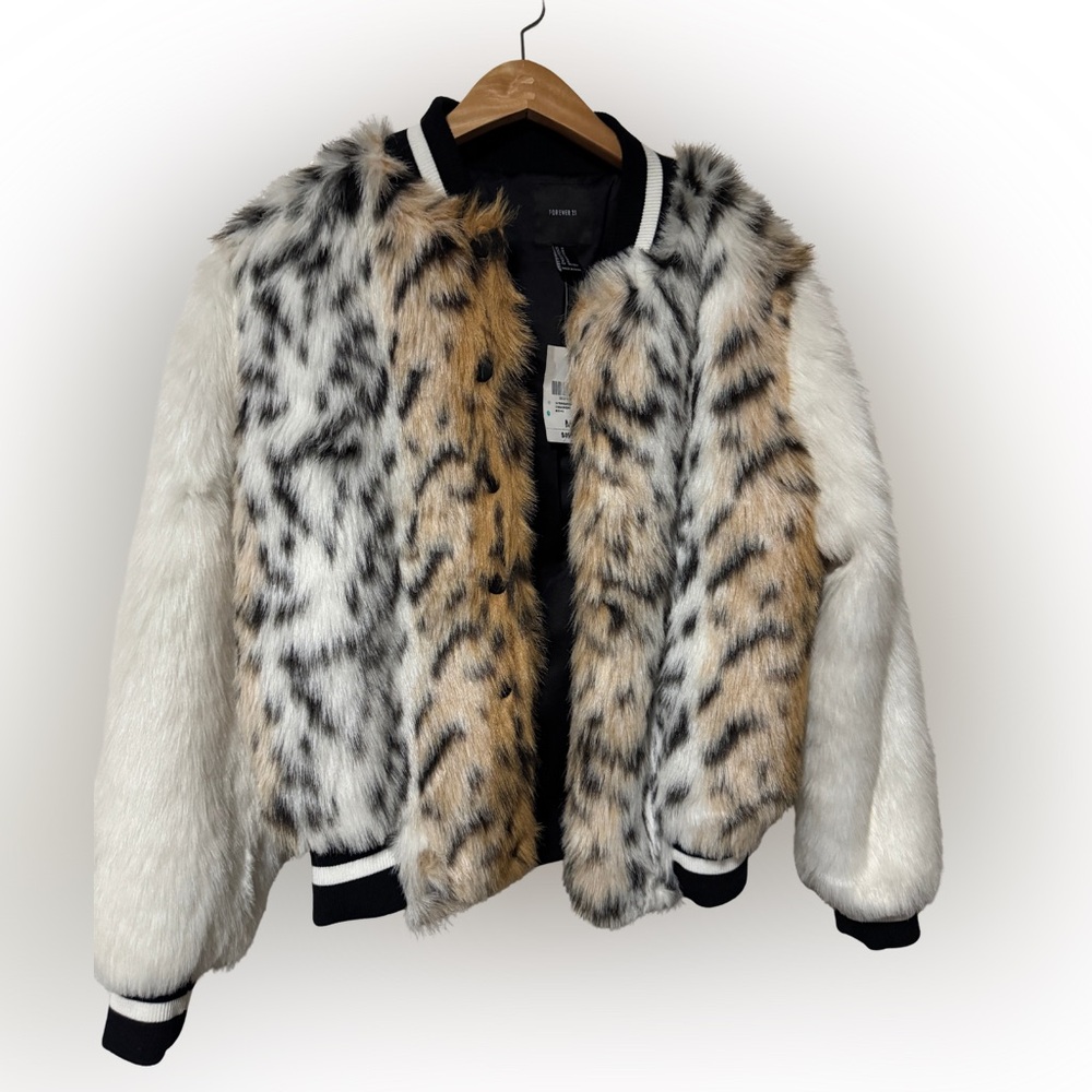 NWT faux fur bomber jacket